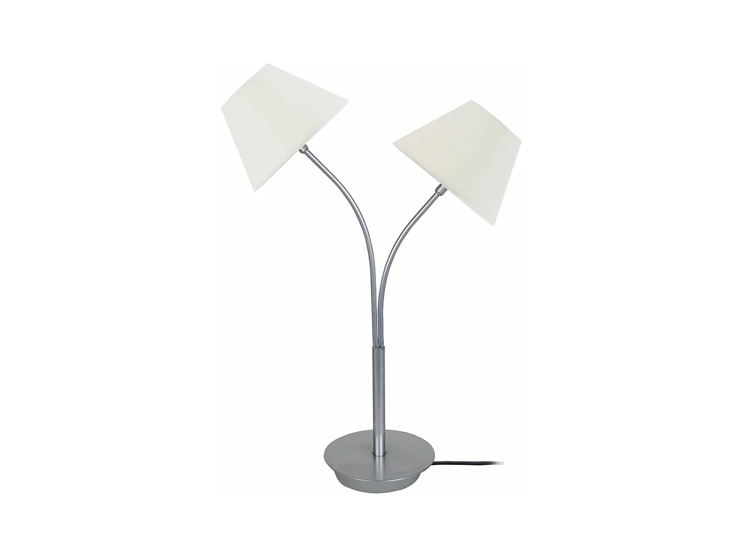 Lampe de chevet double bras métal, écru 55 cm.