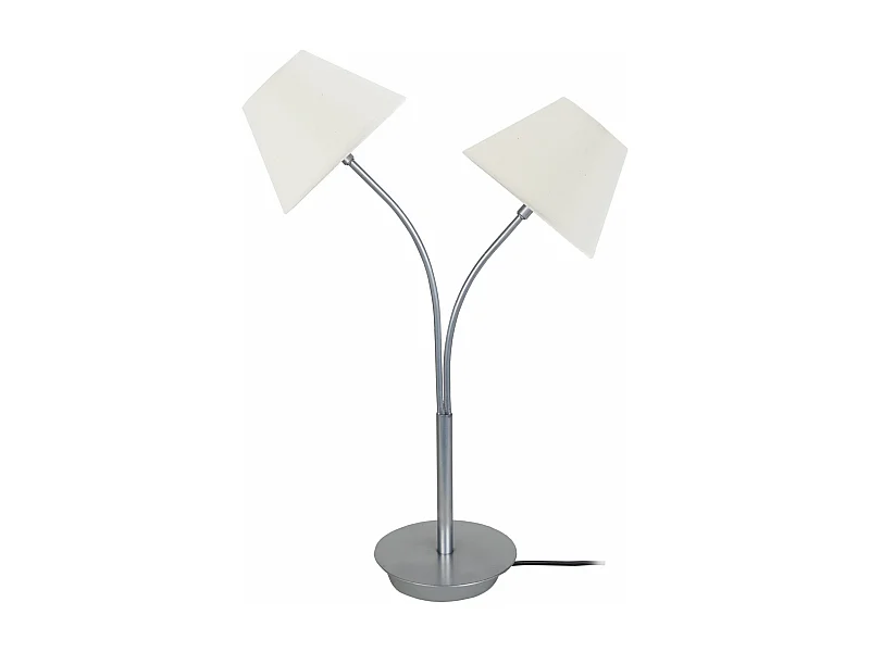 Lampe de chevet double bras métal, écru 55 cm.
