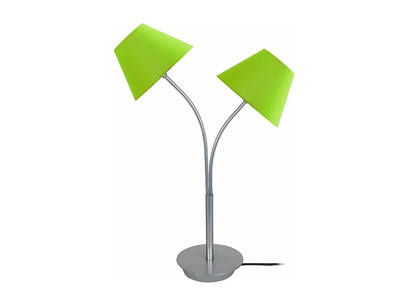 Lampe de chevet double bras métal, vert 55 cm.