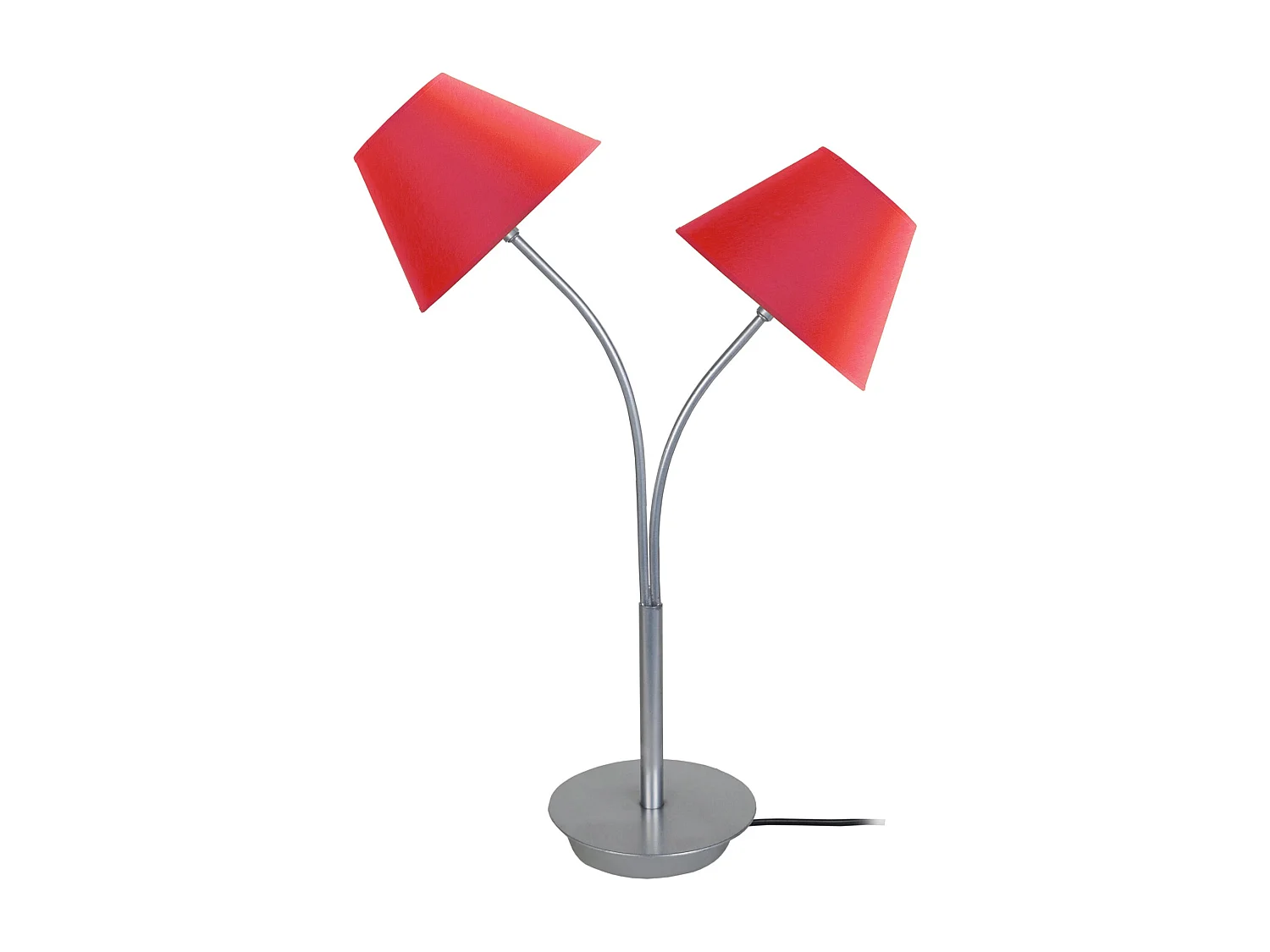 Lampe de chevet double bras métal, rouge 55 cm.