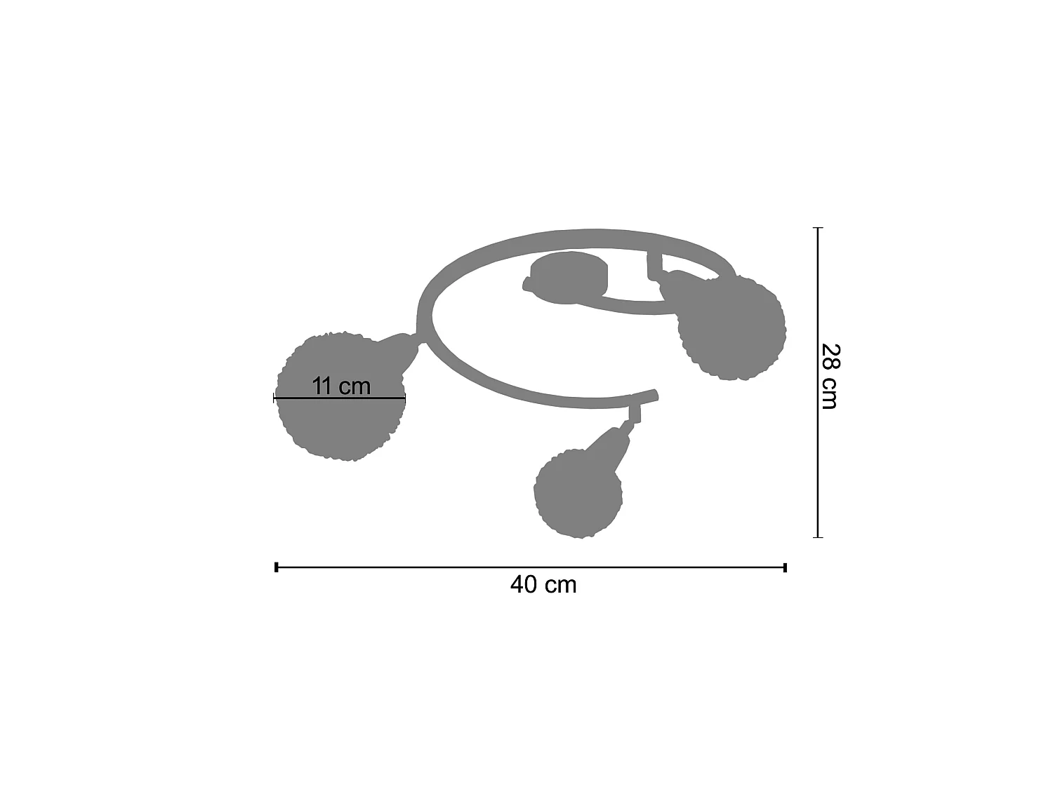 Plafonier TOSEL ACTUELLE vidro braço transparente D40 x  H28  cm