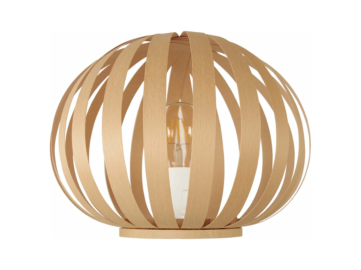 Lampe a poser globe bois  naturel 30 cm.