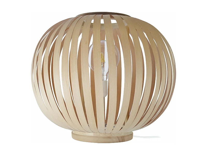 Lampe de salon globe bois D.40 naturel 54 cm.