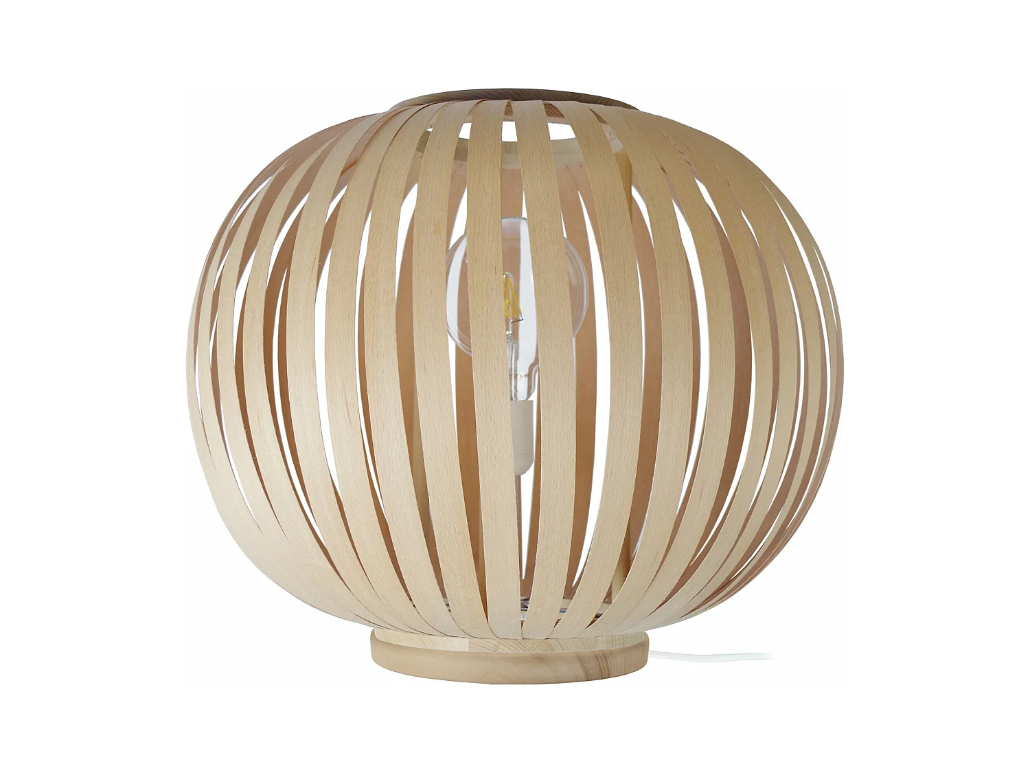 Lampe de salon globe bois D.40 naturel 54 cm.