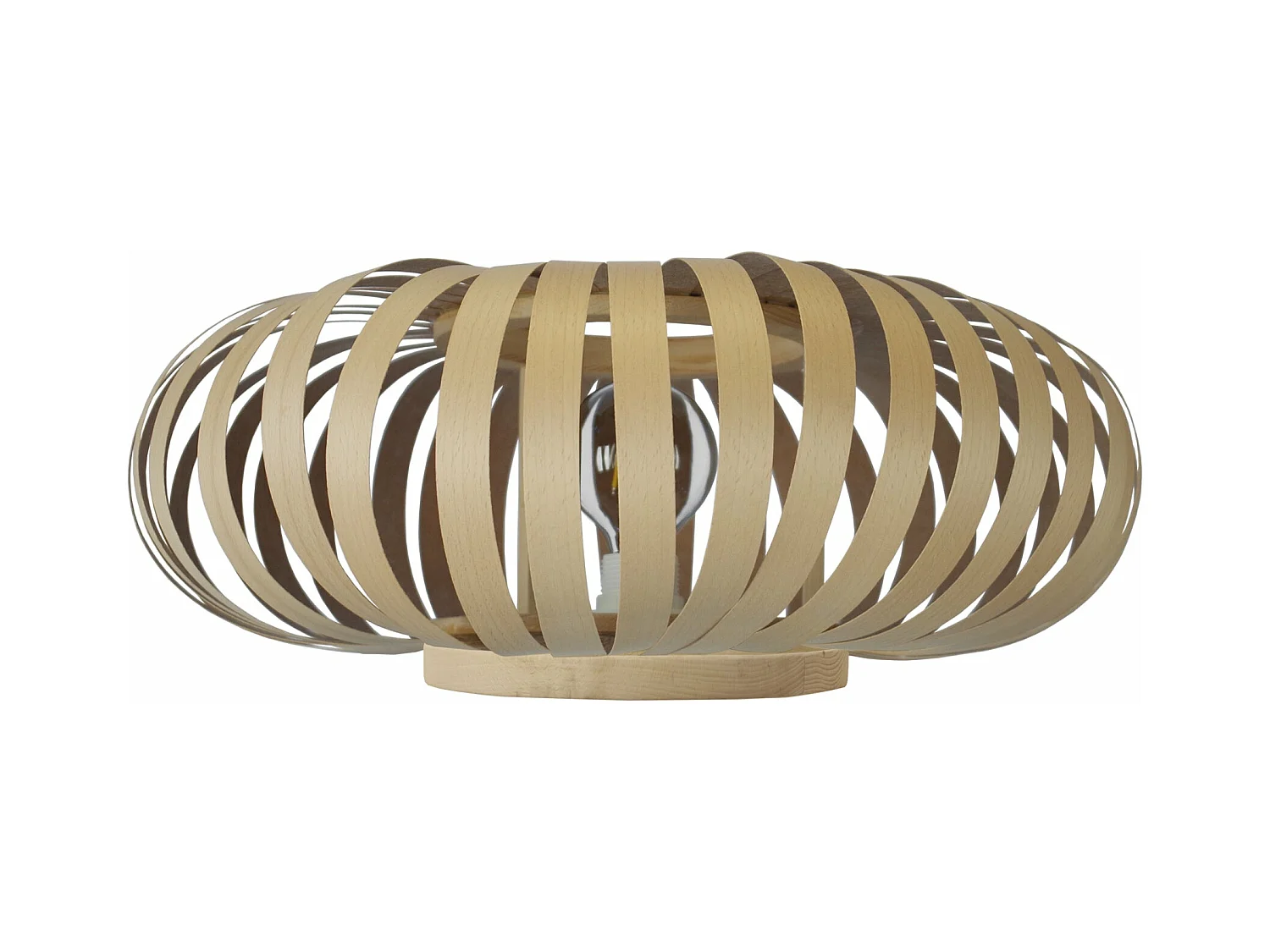 Lampe de salon globe bois  naturel 40 cm.