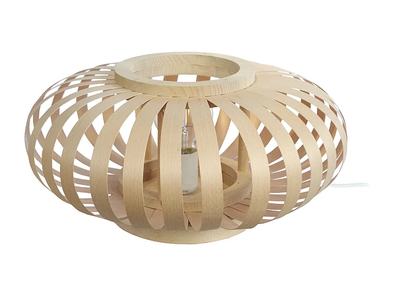 Abajur TOSEL BOIS CYLINDRE lâmpada decorativa cilindro azul D8 x  H21  cm