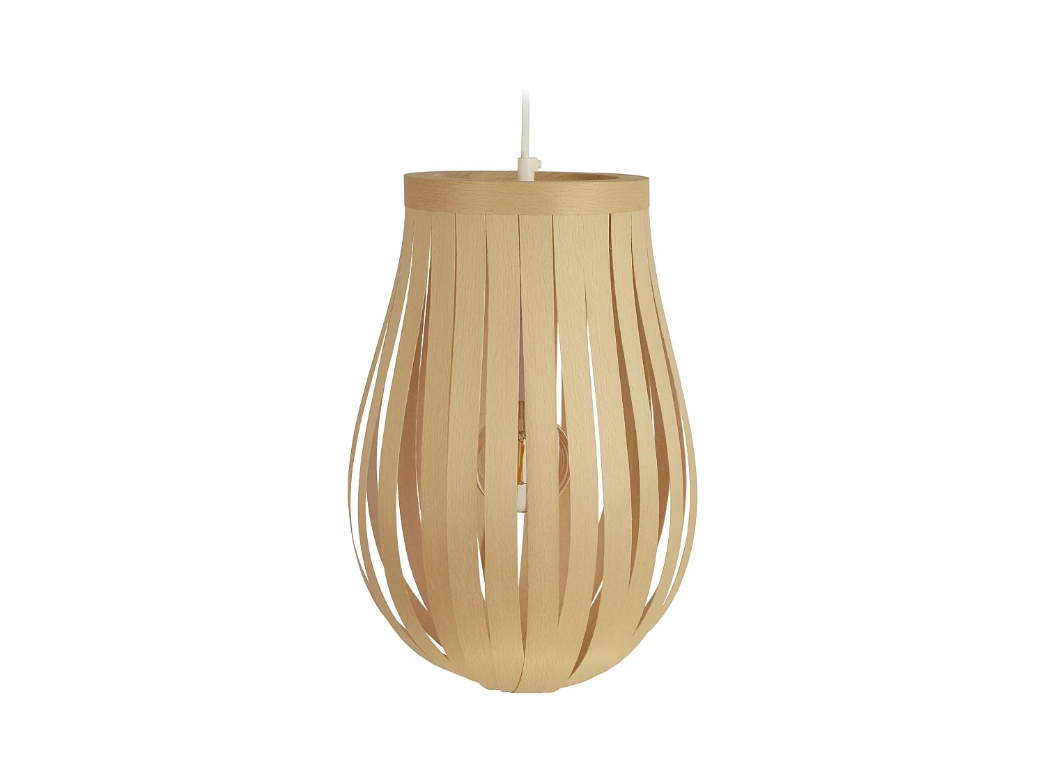 Suspension poire lamelles bois  naturel 100 cm.