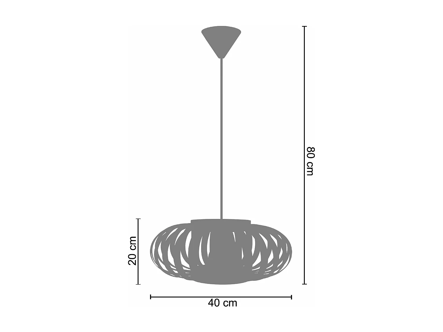 Suspensão TOSEL  BOKBLAD OVALT A madeira globo ripas D40 x  H80  cm