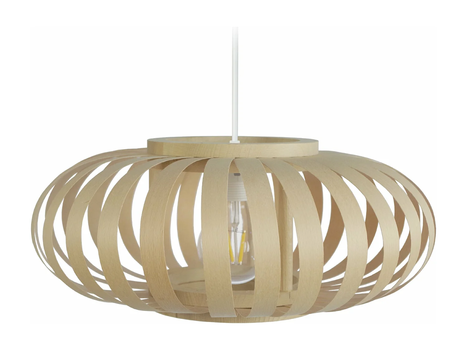 Suspension ovale bois  naturel 80 cm.