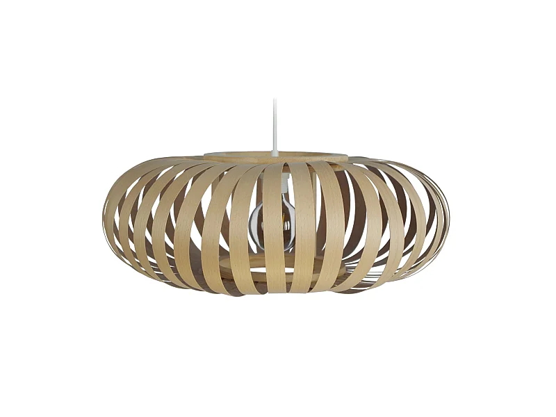 Suspensão TOSEL  BOKBLAD OVALT B madeira globo natural D50 x  H80  cm