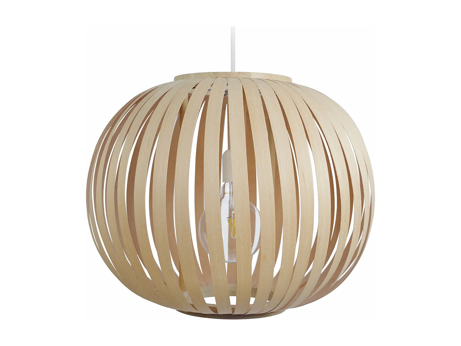 Suspensão TOSEL  BOKBLAD KLOT B madeira globo ripas D50 x  H100  cm