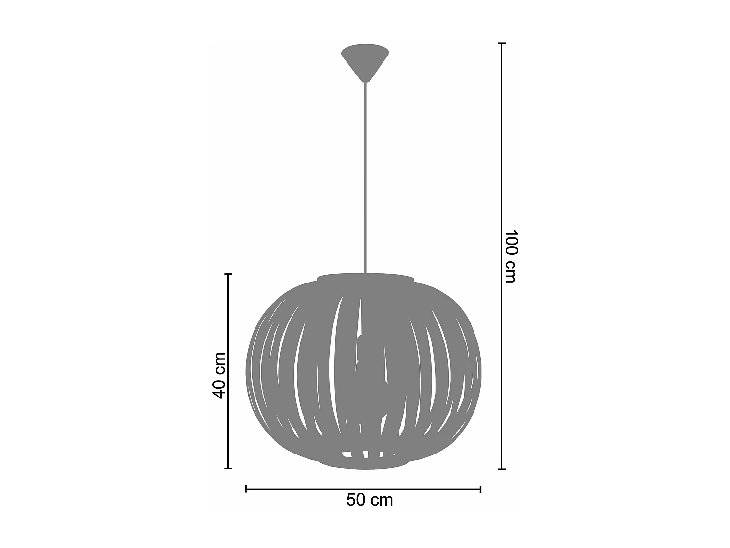 Suspensão TOSEL  BOKBLAD KLOT B madeira globo ripas D50 x  H100  cm