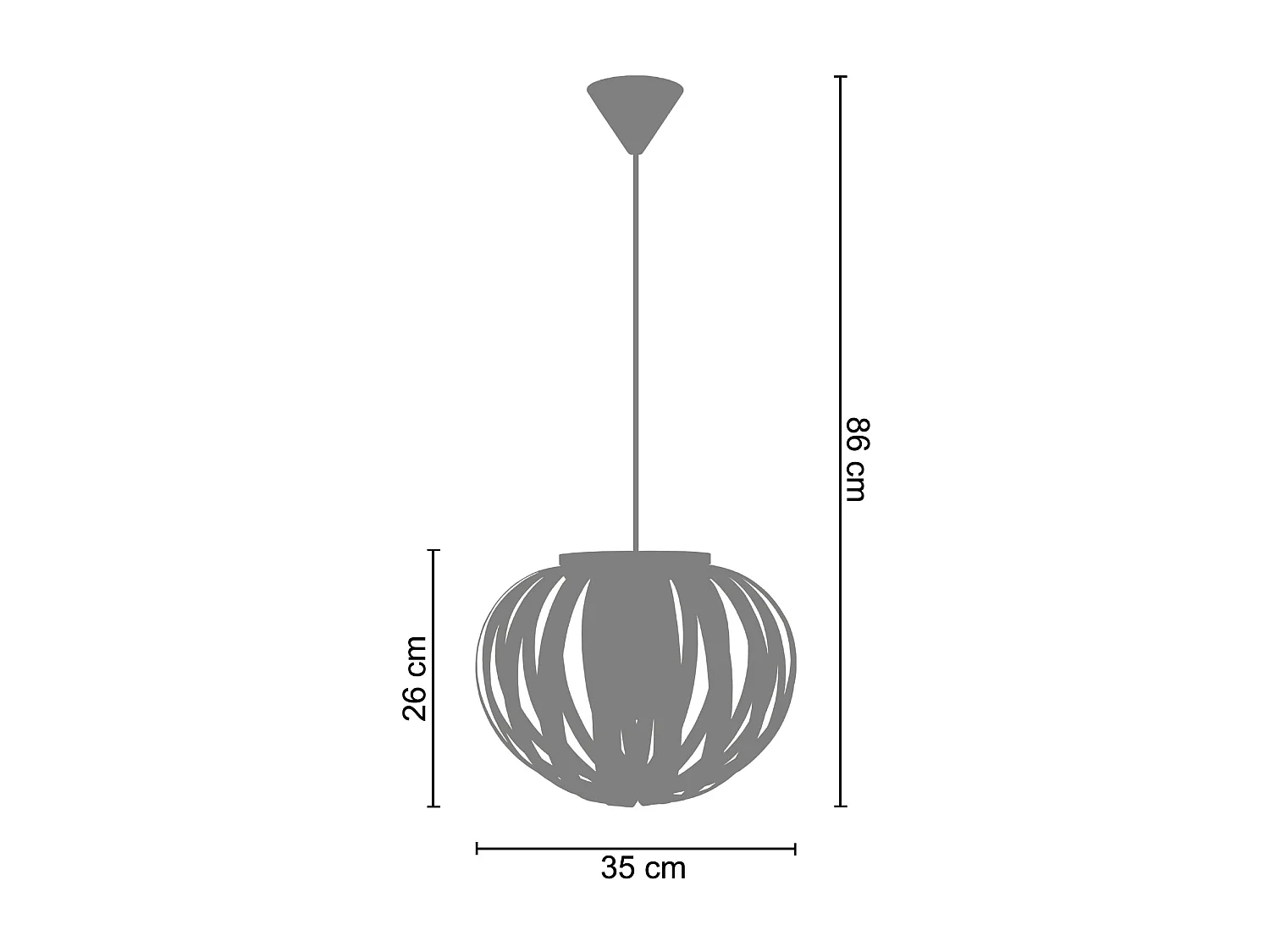 Suspension ballon lamelles bois naturel  86 cm.