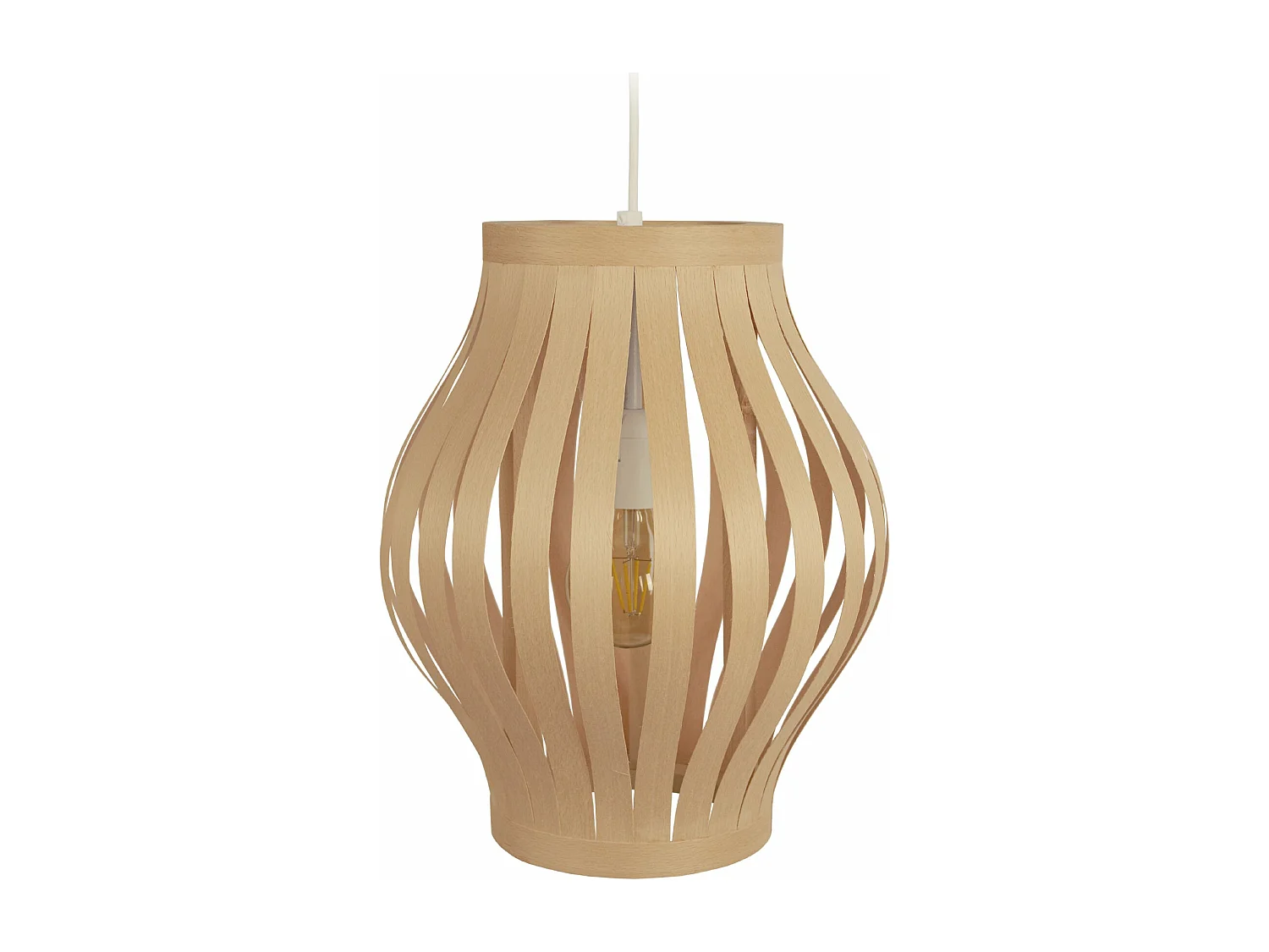 Suspensão TOSEL  BOKBLAD MELON madeira globo ripas D32 x  H99  cm