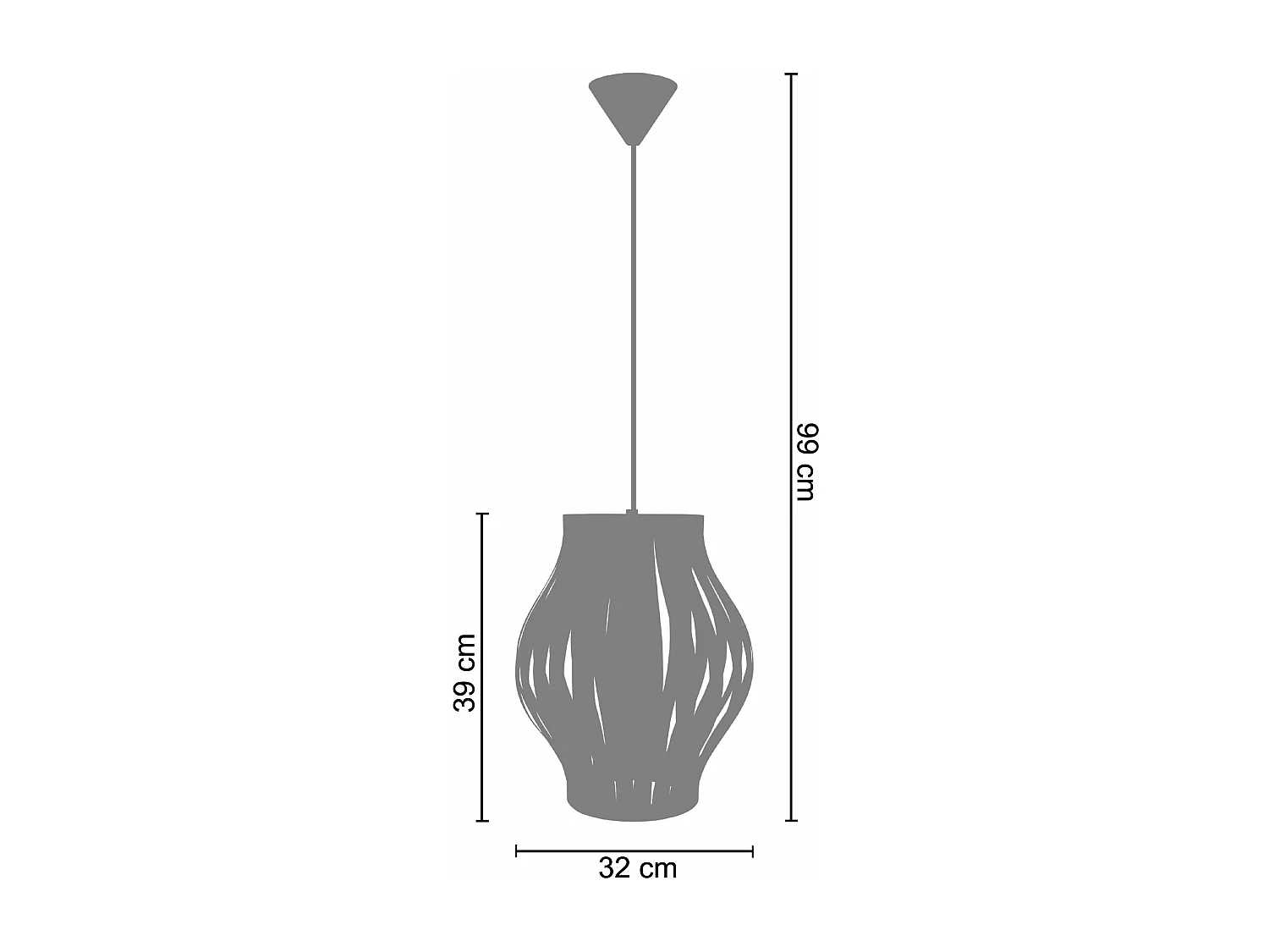 Suspensão TOSEL  BOKBLAD MELON madeira globo ripas D32 x  H99  cm