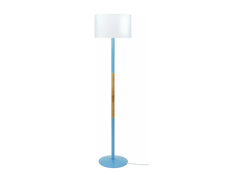Lampadaire droit bois  bleu,naturel 155 cm.