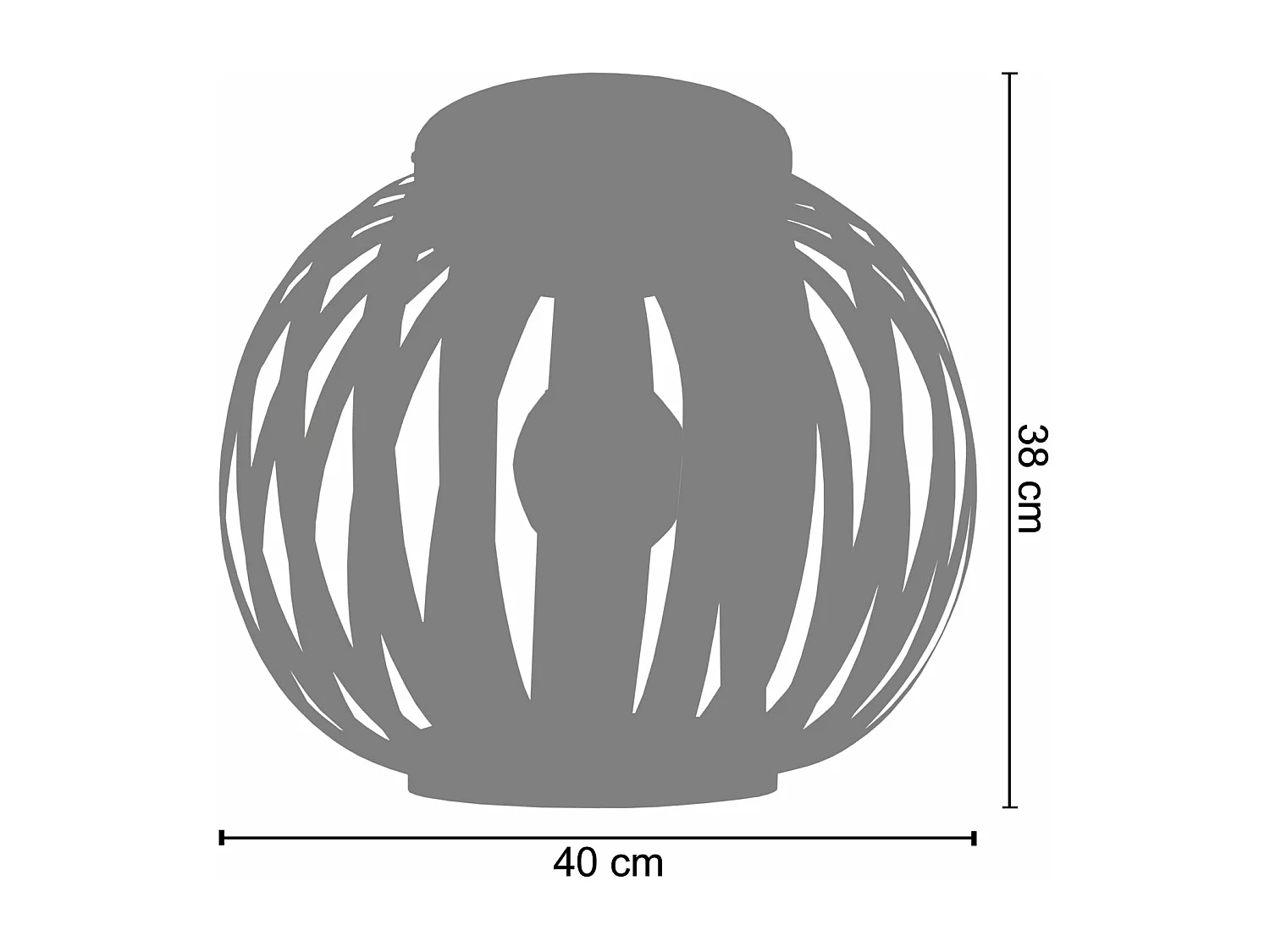Plafonnier globe lamelles bois naturel 38 cm..