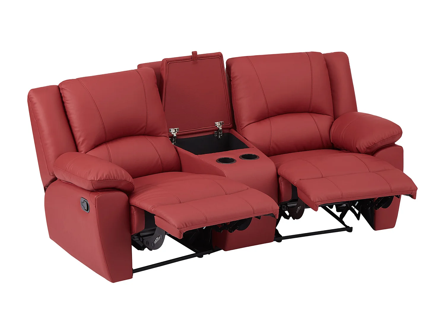 Divano 2 posti relax in Pelle di vacchetta Rossa - AROMA