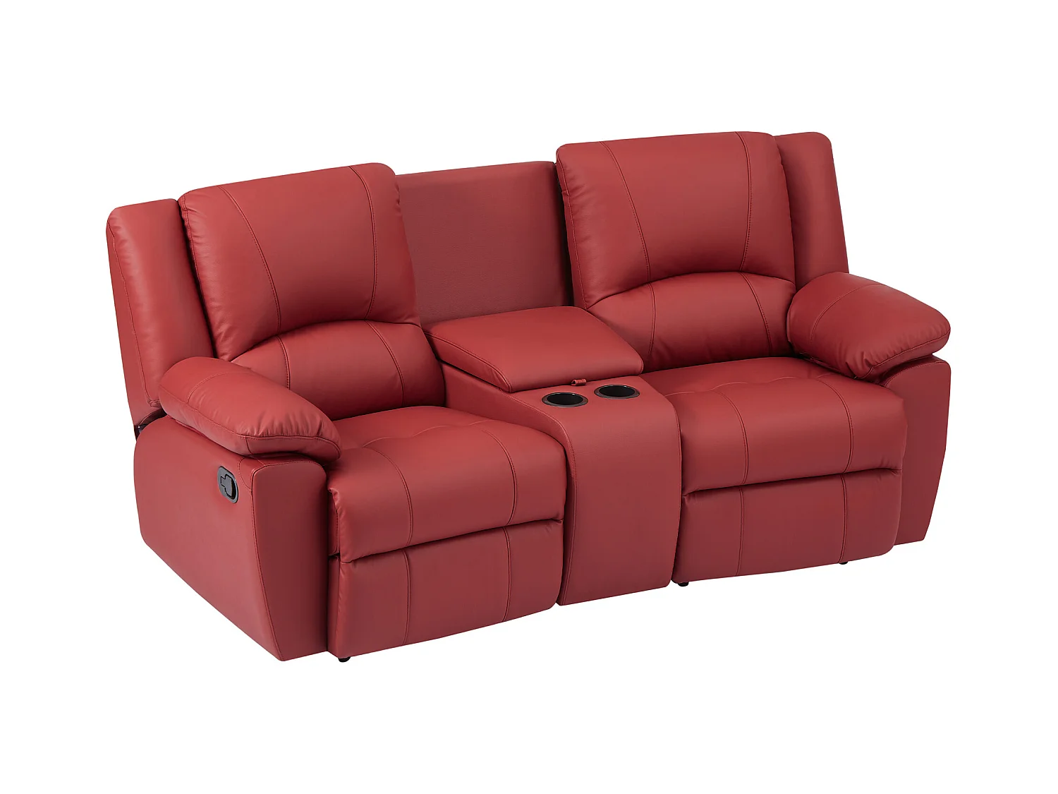 2-personers slagendesofa med rød ægte læder AROMA