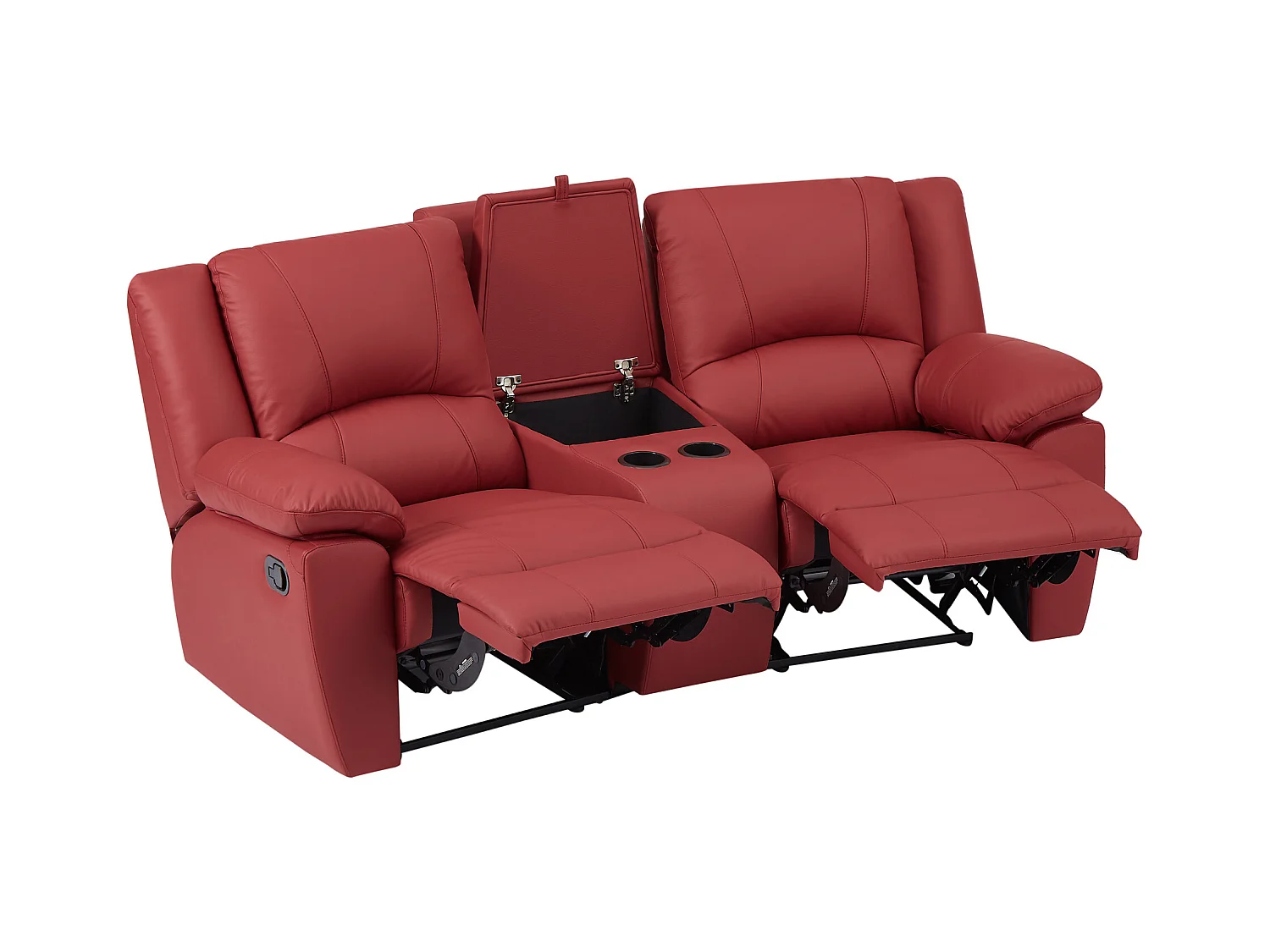 2-personers slagendesofa med rød ægte læder AROMA