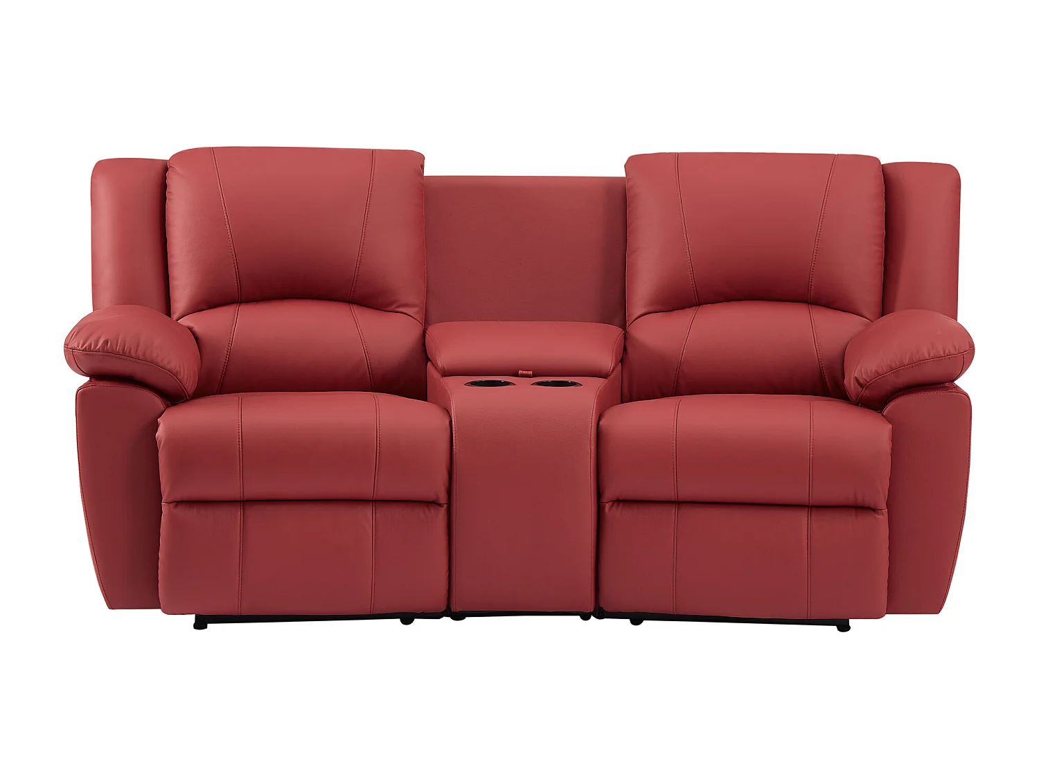 Canapé 2 places relax en cuir de vachette rouge AROMA