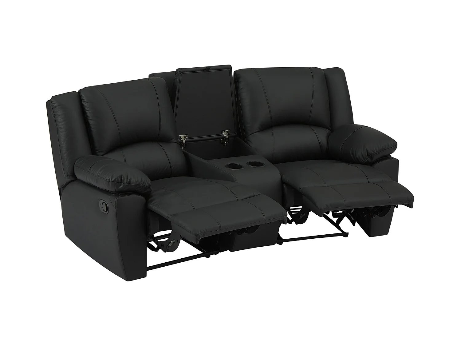 Tweezitsrelaxbank van zwart vaarsleer AROMA