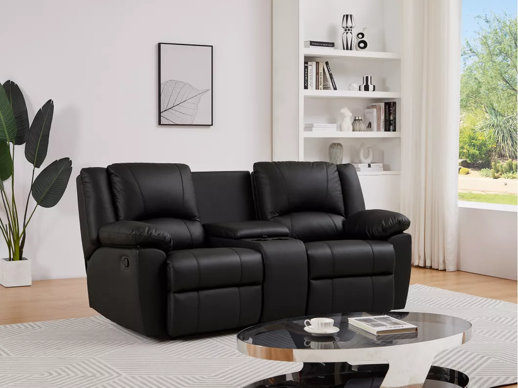 Kauf Unique Relaxsofa 2-Sitzer - Rindsleder - Schwarz - AROMA