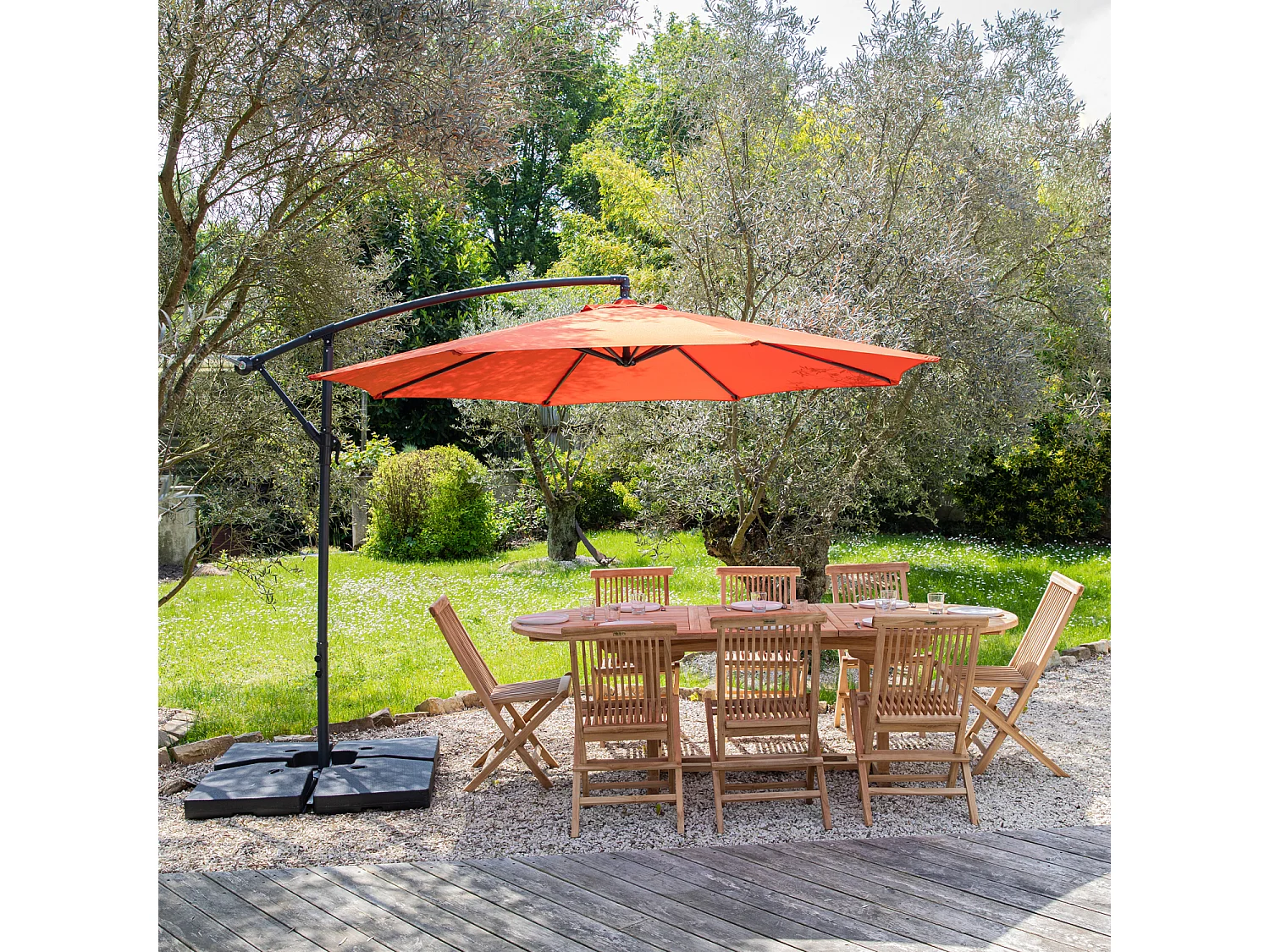 OAHU ronde parasol 3m diameter terracotta + hoes