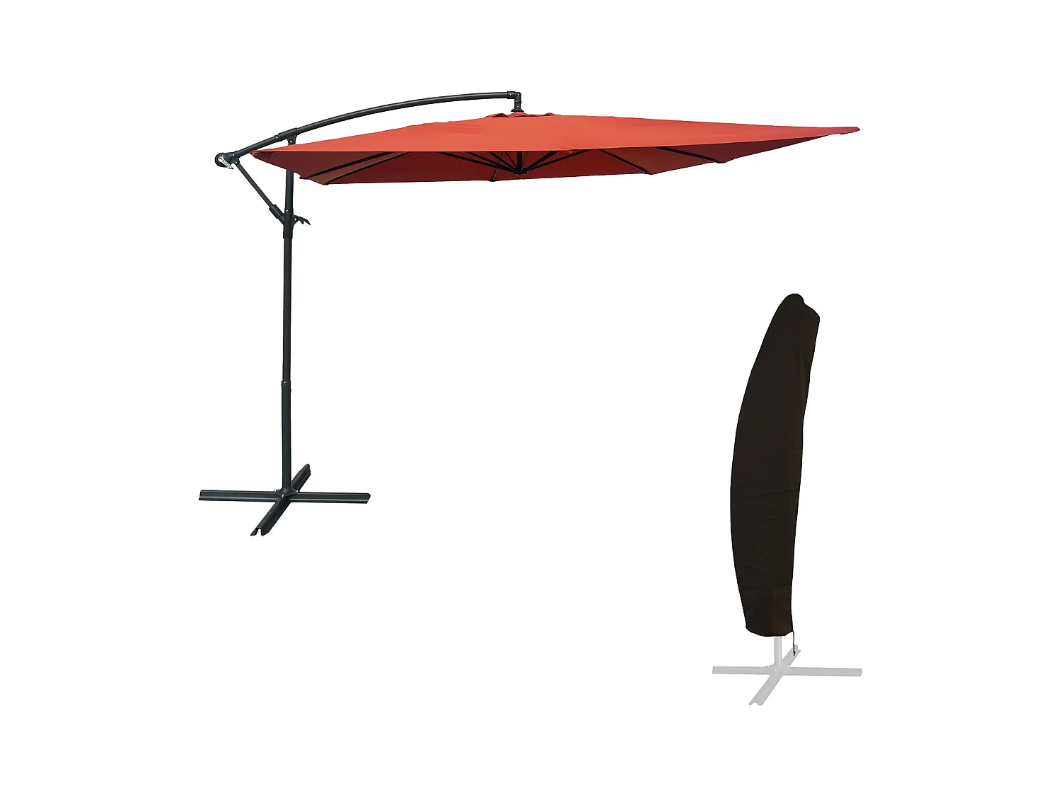 Parasol déporté MOLOKAI carré 2,7x2,7m terracotta + housse - HAPPY GARDEN