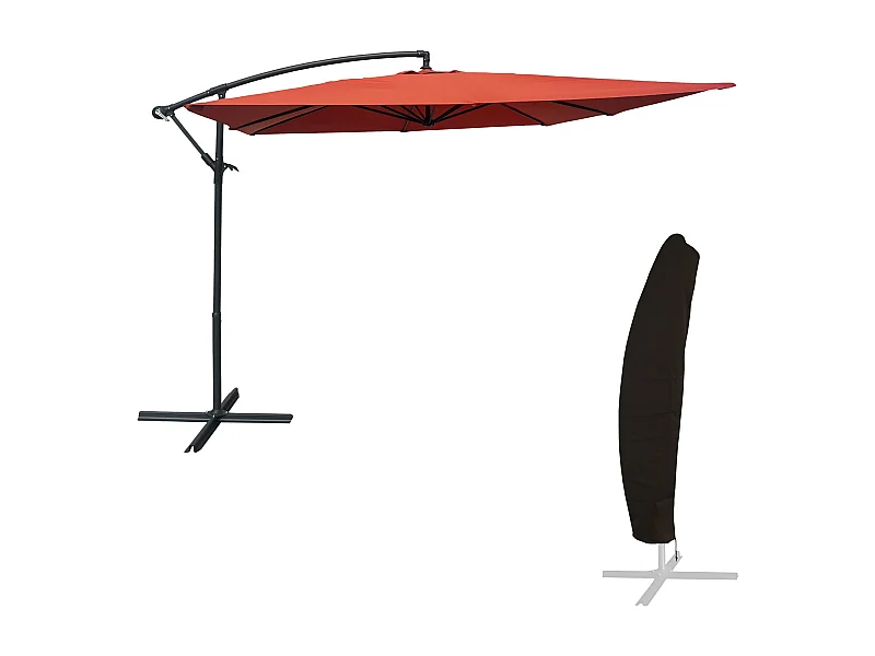 Freistehender Sonnenschirm MOLOKAI quadratisch 2,7x2,7m terracotta + Hülle