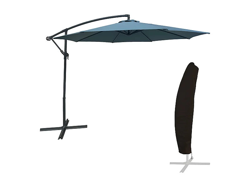 OAHU ronde parasol 3m diameter blauw grijs + hoes