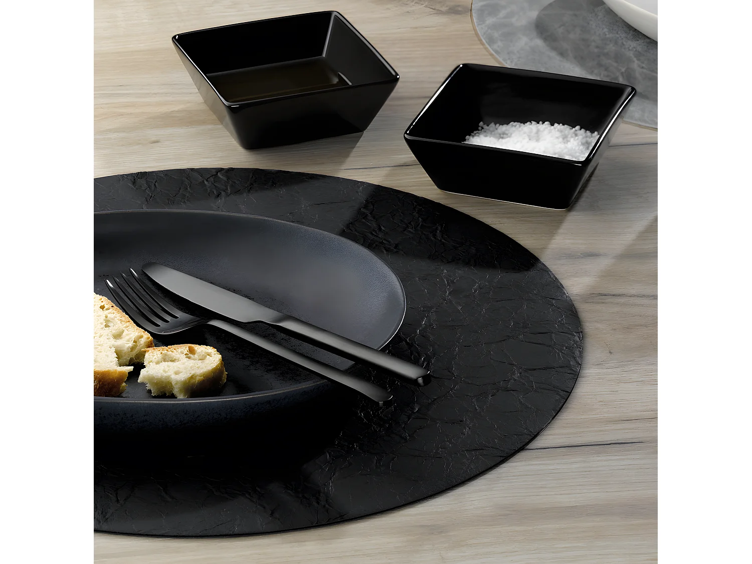 Set de table Kalea noir 38 cm (lot de 2)