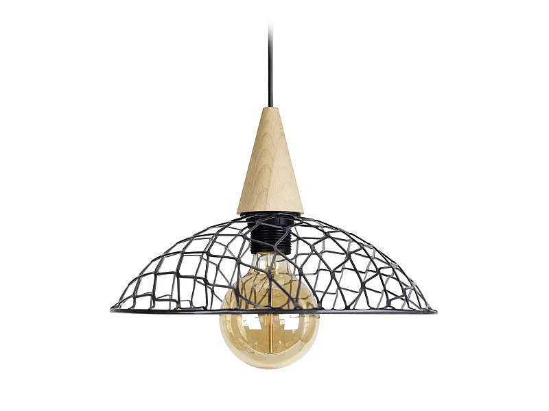 Suspensão TOSEL  CANOPUS BOIS metal cúpula antracite D30 x  H68  cm