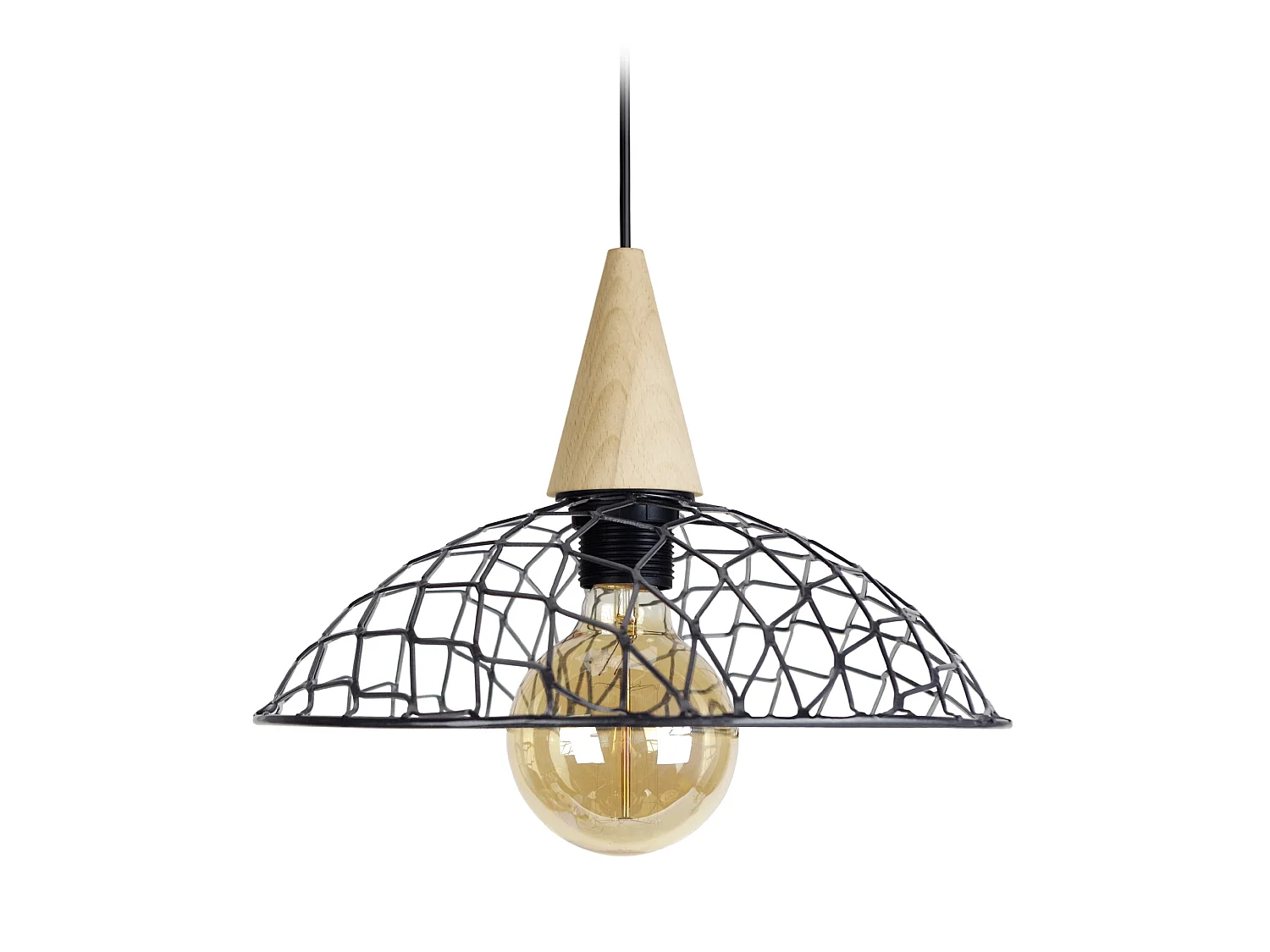 Suspensão TOSEL  CANOPUS BOIS metal cúpula antracite D30 x  H68  cm