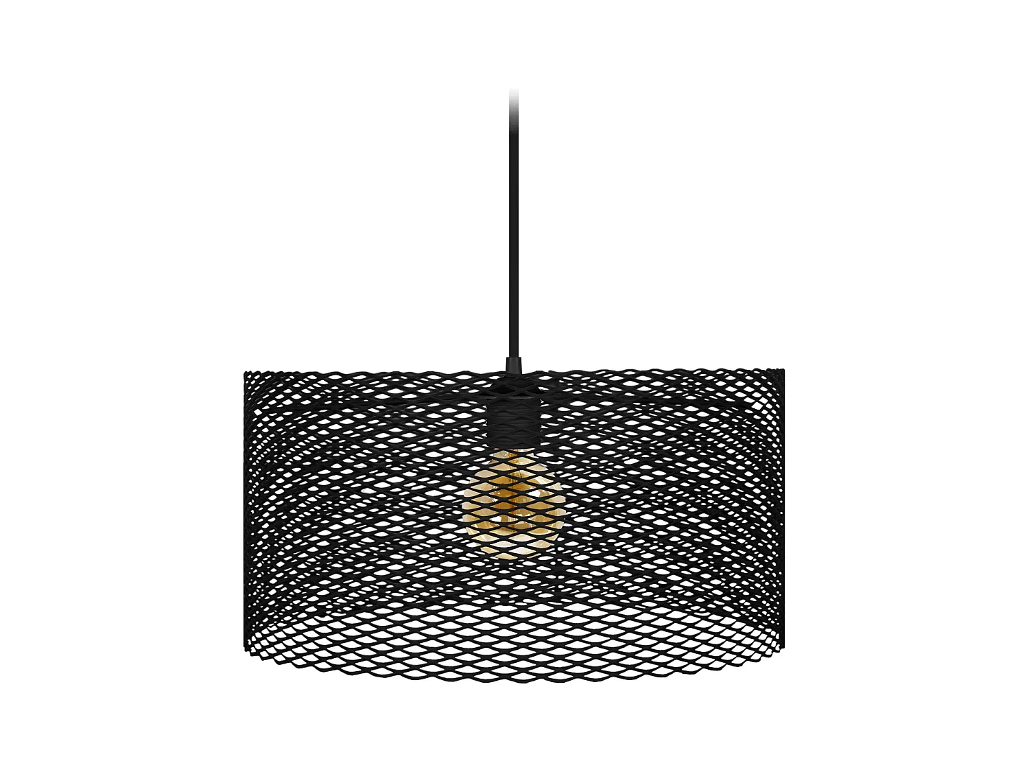 Suspension cylindre métallique á carrée noir 84 cm.