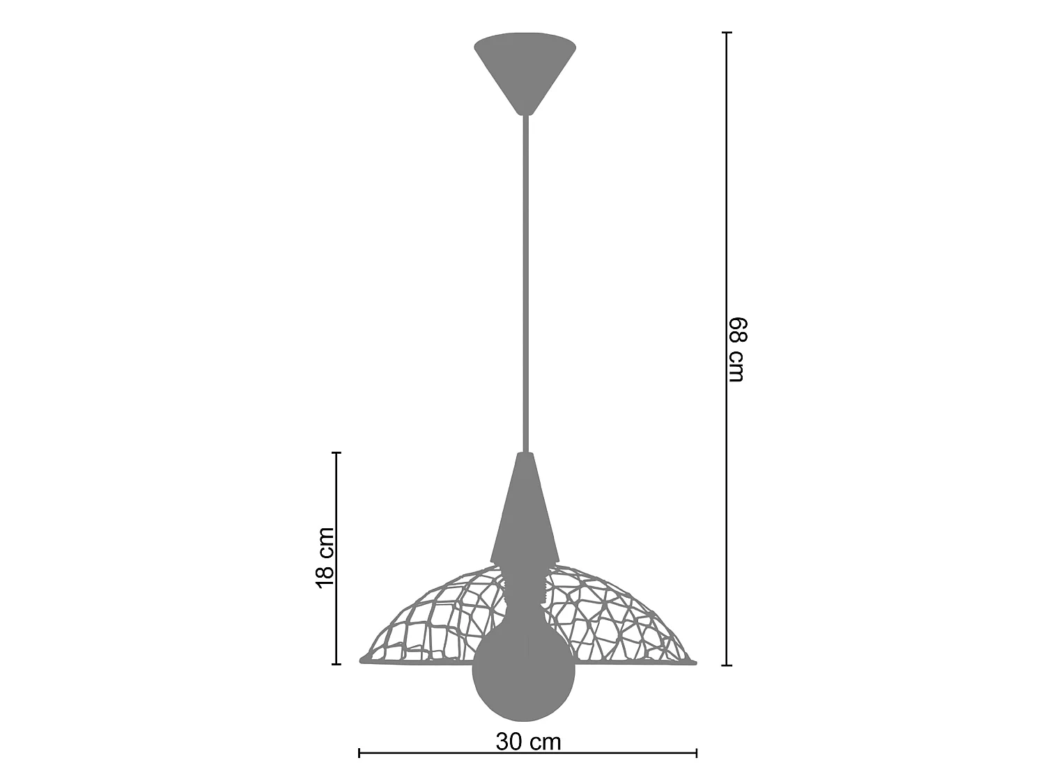 Suspensão TOSEL  CANOPUS BOIS metal cúpula preto D30 x  H68  cm