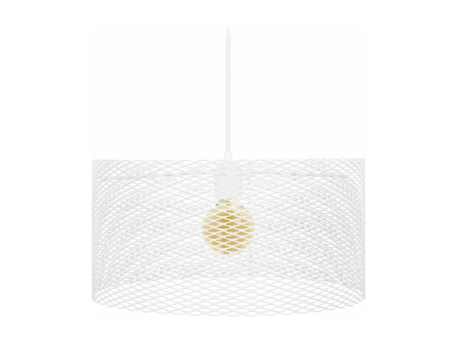 Suspension cylindre métallique á carrée blanc 84 cm.