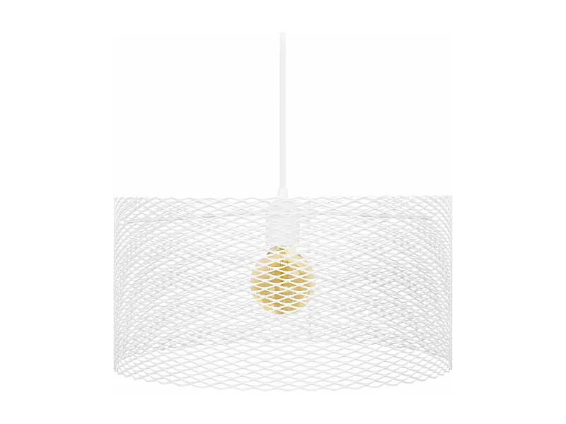 Suspension cylindre métallique á carrée blanc 84 cm.