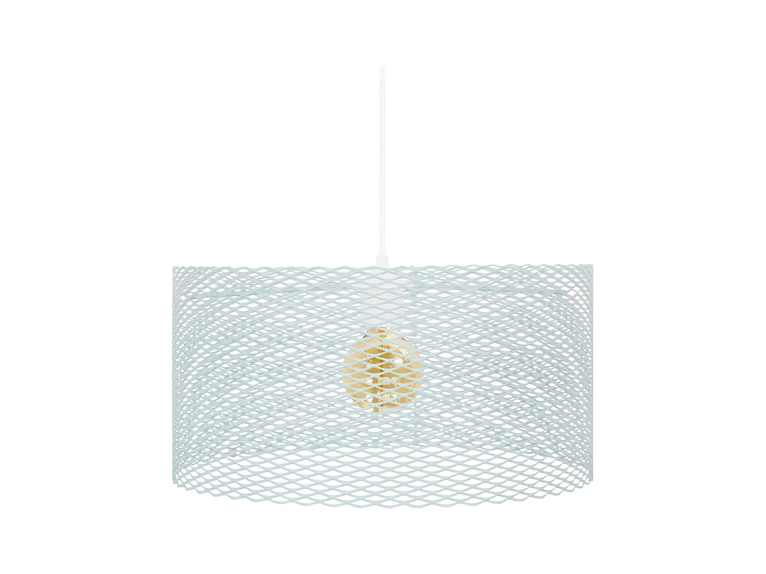 Suspension cylindre métallique á carrée Bleu 84 cm.