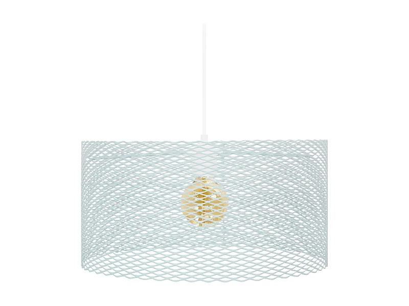 Suspension cylindre métallique á carrée Bleu 84 cm.