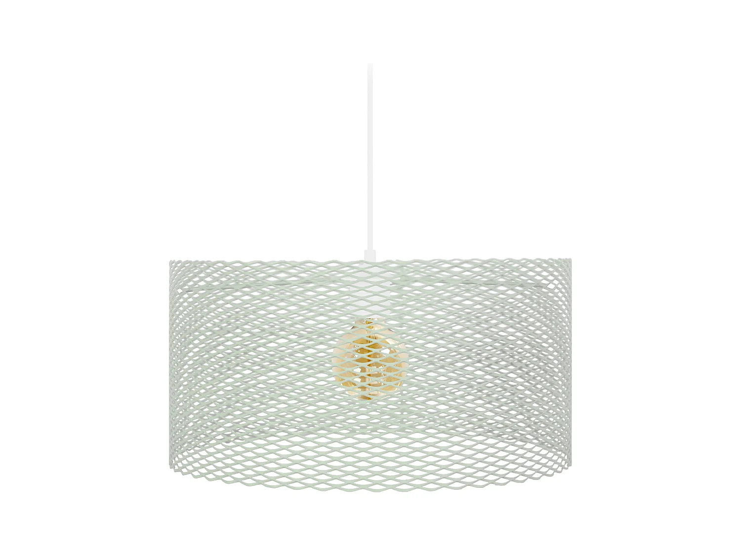 Suspension cylindre métallique á carrée vert 84 cm.