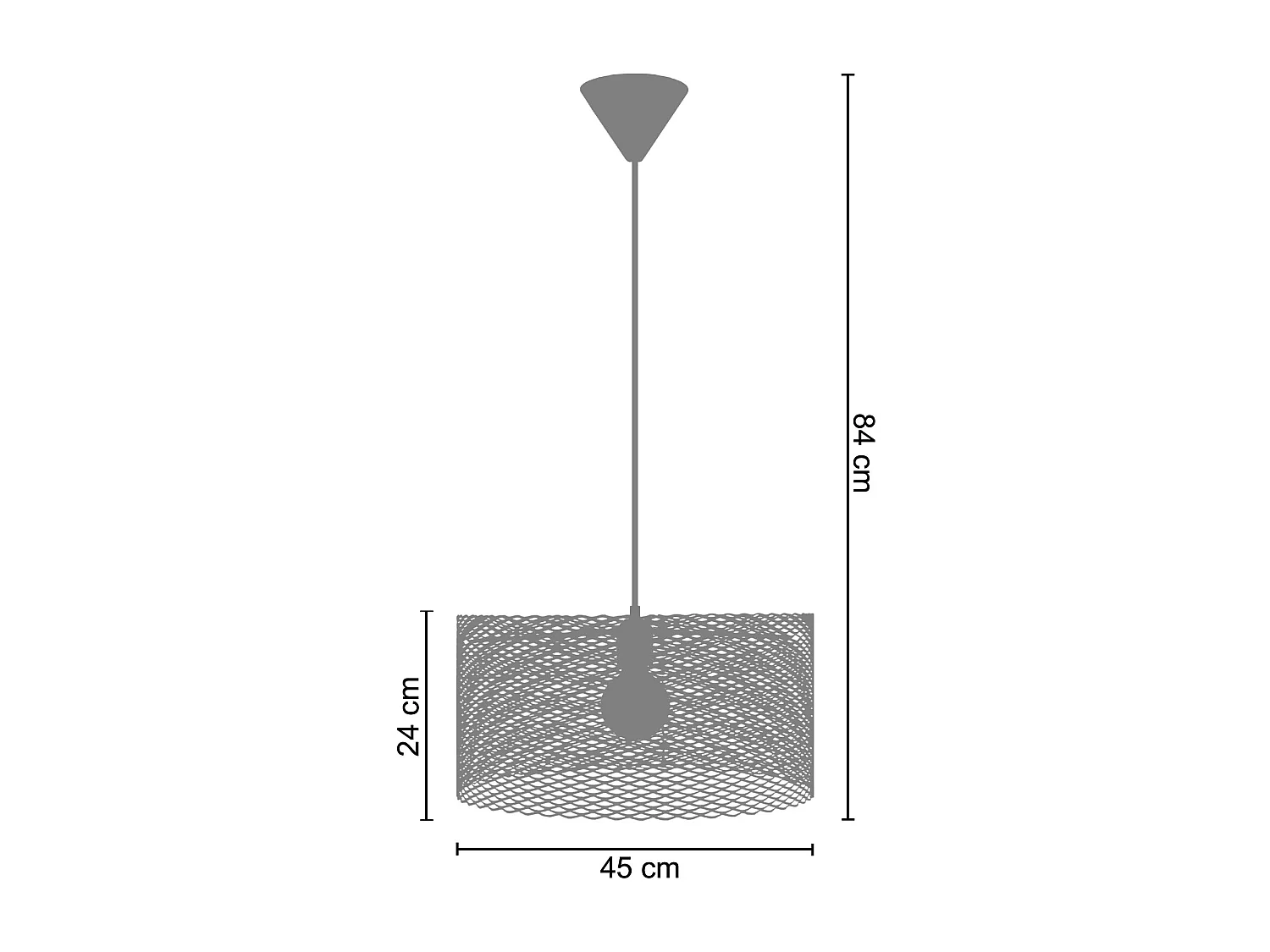 Suspension cylindre métallique á carrée marron 84 cm.