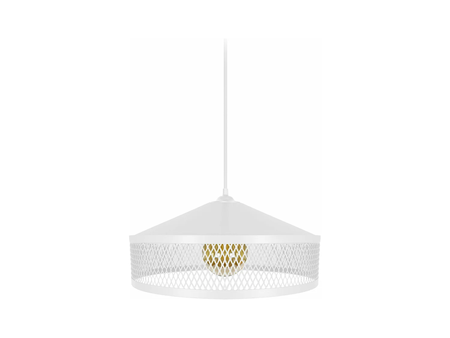 Suspension cone treillis métallique blanc 70 cm.