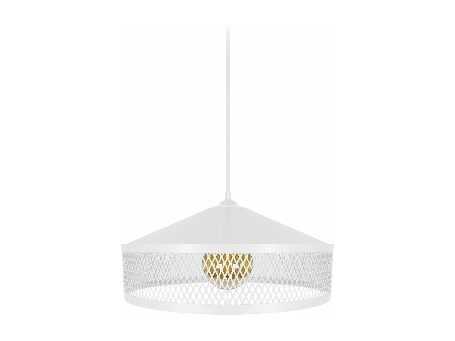 Suspension cone treillis métallique blanc 70 cm.