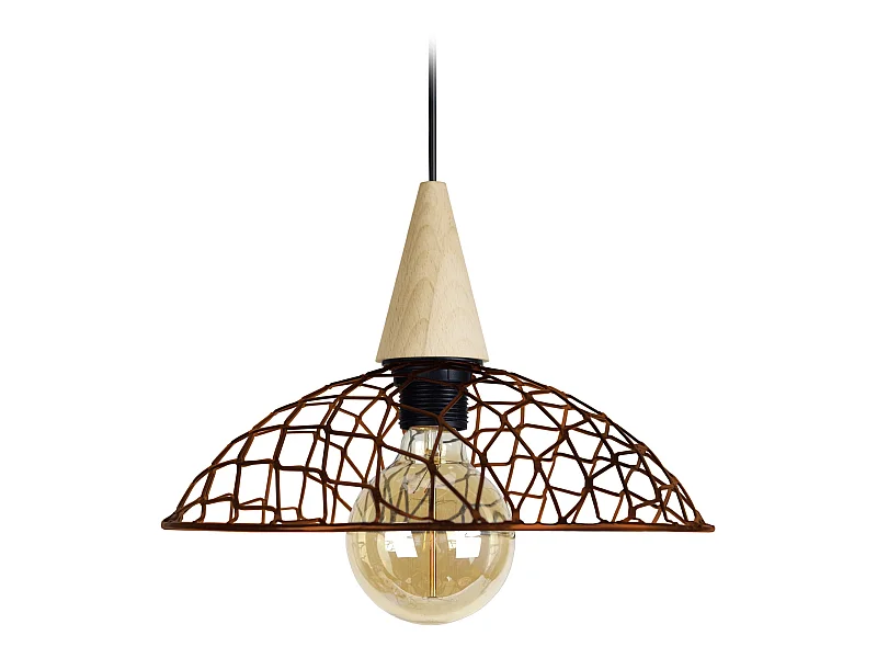 Suspensão TOSEL  CANOPUS BOIS metal cúpula bronze D30 x  H68  cm