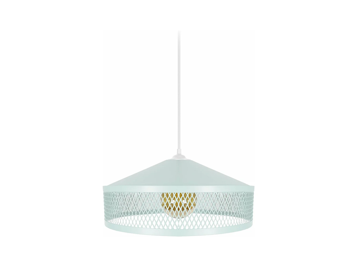 Suspension cone treillis métallique bleu 70 cm.