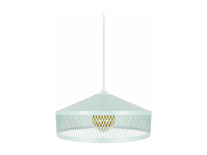 Suspension cone treillis métallique bleu 70 cm.