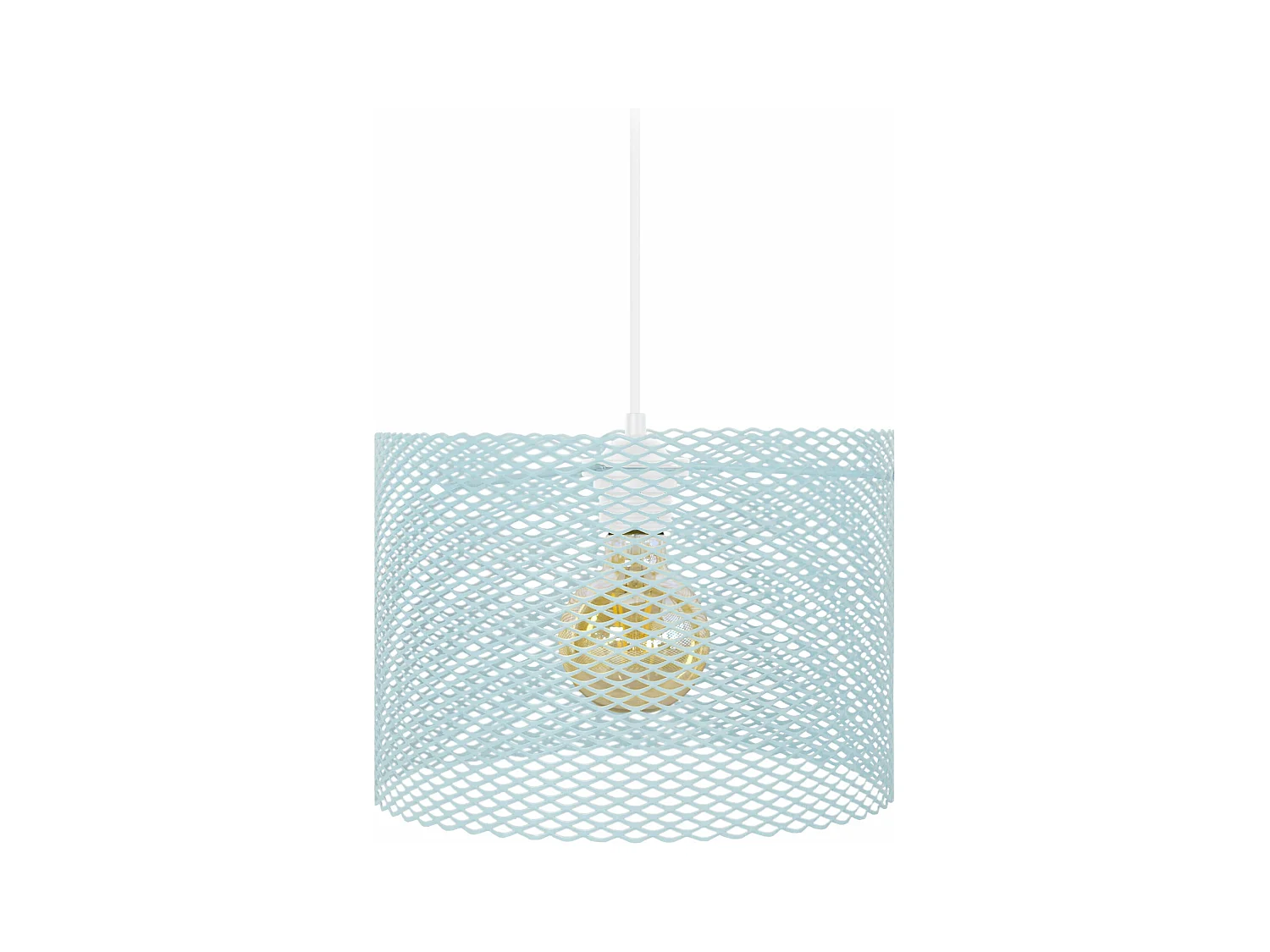 Suspension cylindre treillis métallique Bleu 70 cm.