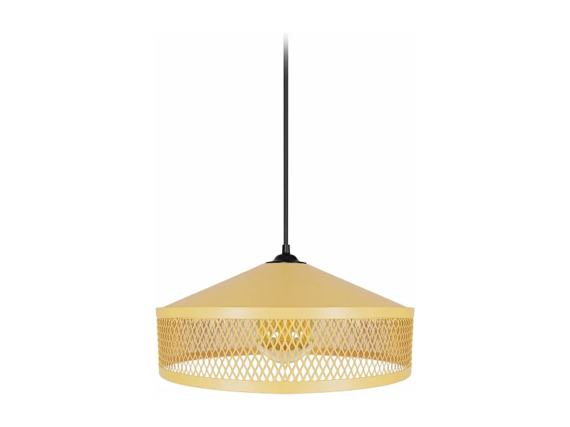 Suspension cone treillis métallique jaune 70 cm.