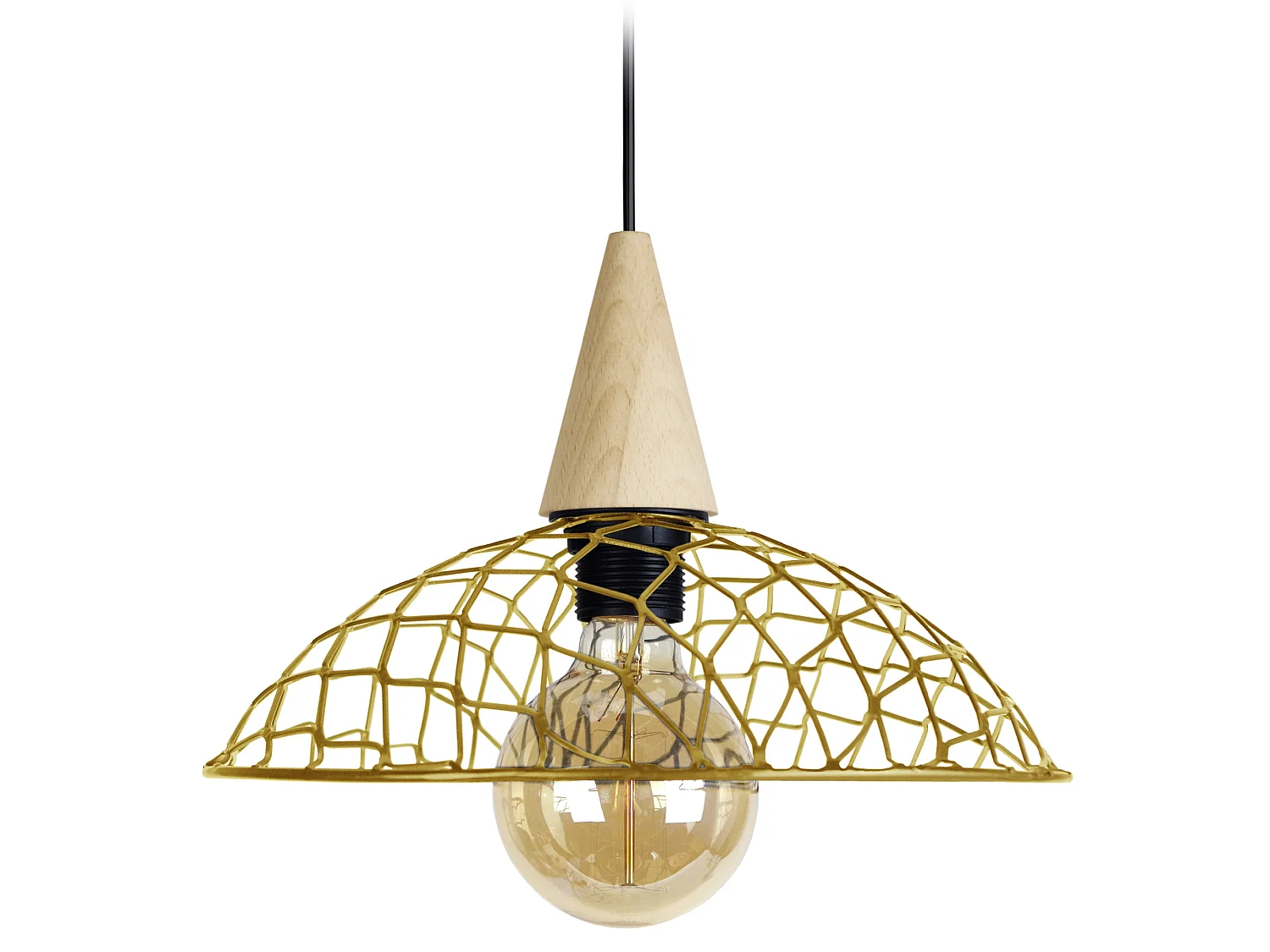 Suspensão TOSEL  CANOPUS BOIS metal cúpula Dourado D30 x  H68  cm
